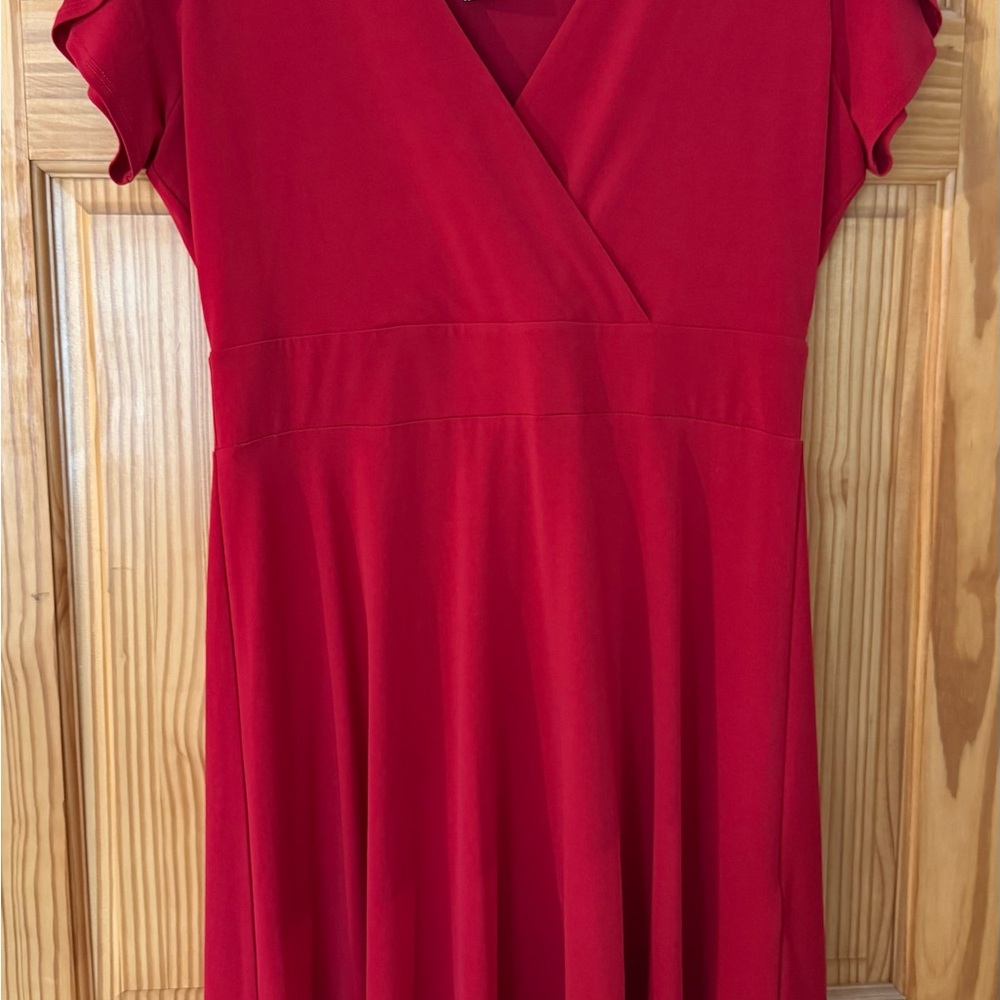 Brooks Brothers Vibrant Red V-Neck Dress